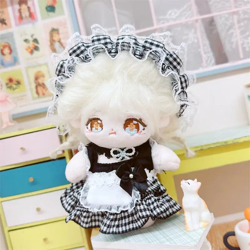 🔵 10cm Cute Black Lolita Dress Suit Plush Idol Doll Kawaii Soft Stuffed Cotton Doll DIY Clothes Accessory for Girl Collection Gift