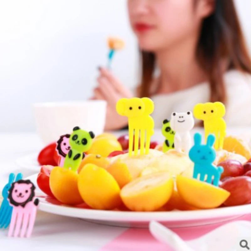 Çocuklar İçin Meyve Çatalları Öğle Yemeği Kutusu Karpuz Mini Plastik Tatlı Pasta Çocuk Snack Forks Set Küçük Kawaii Tatlı Kek Çatal