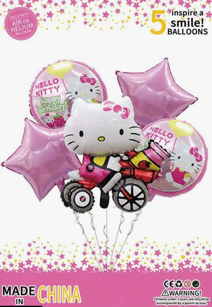 5pcs Ensemble de Ballons en Feuille Sanrio Hello Kitty Kuromi Fournitures pour Fête d'Anniversaire Ballons en Latex Décorations de Fête 