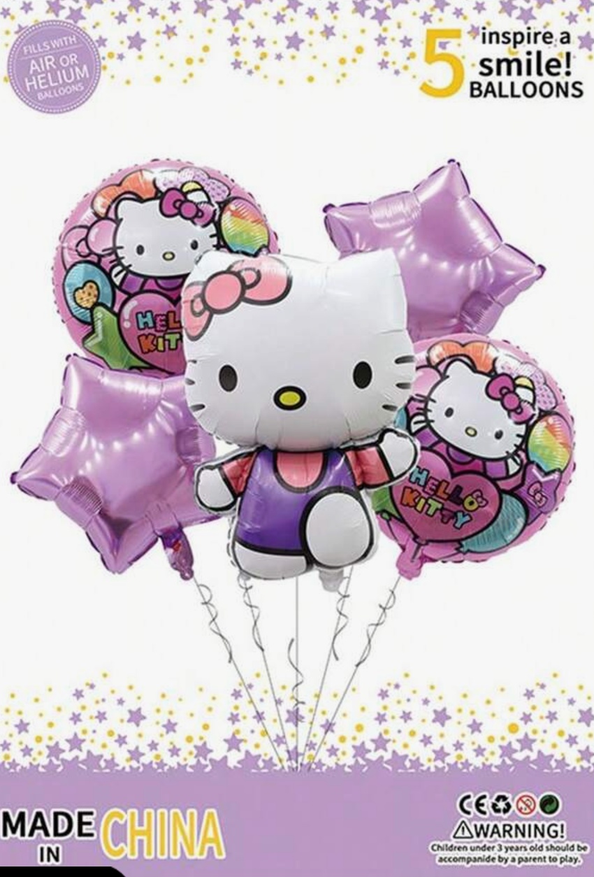 5pcs Ensemble de Ballons en Aluminium Hello Kitty Kuromi Fournitures pour Fête d'Anniversaire Ballons en Latex Décorations de Fête (Copie) 