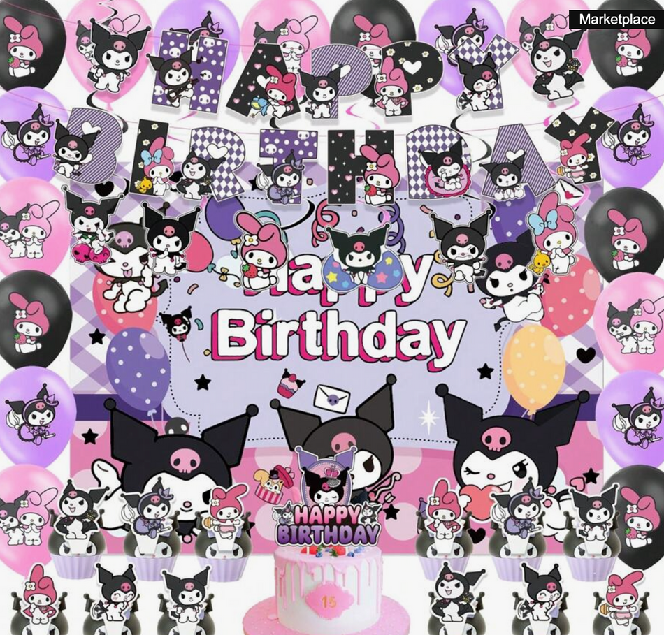 Ensemble de 32 ballons Kuromi pour décoration de fête d'anniversaire 