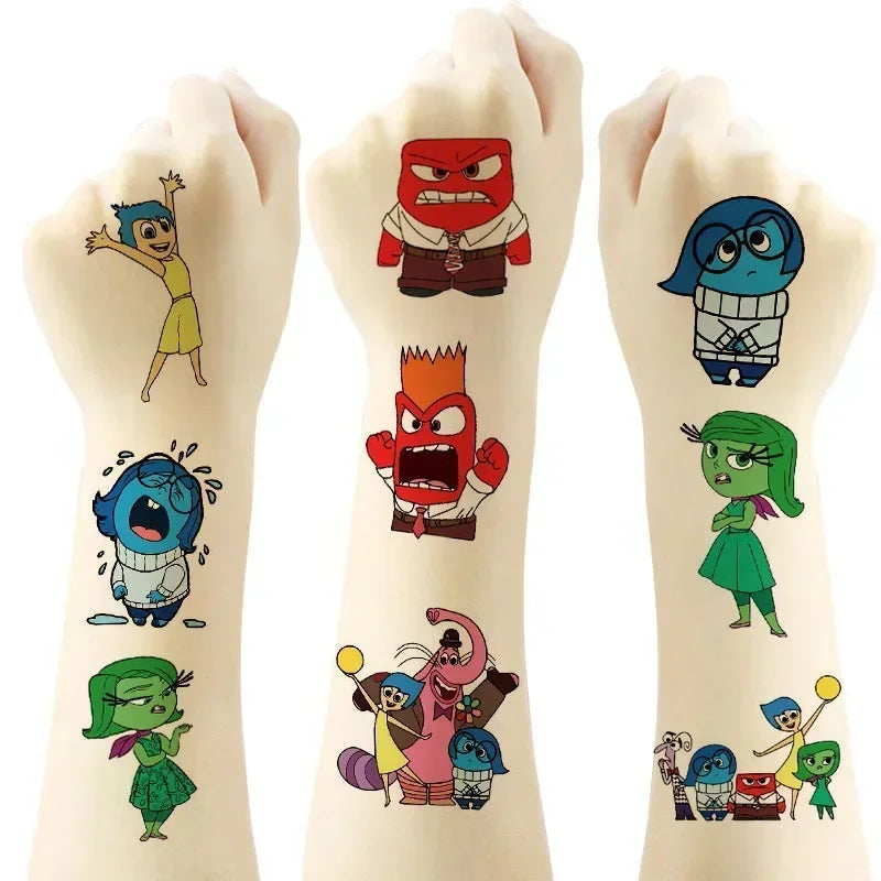 Disney Inside Out 2 pegatinas de tatuaje - decoración de fiesta impermeable de 20 piezas