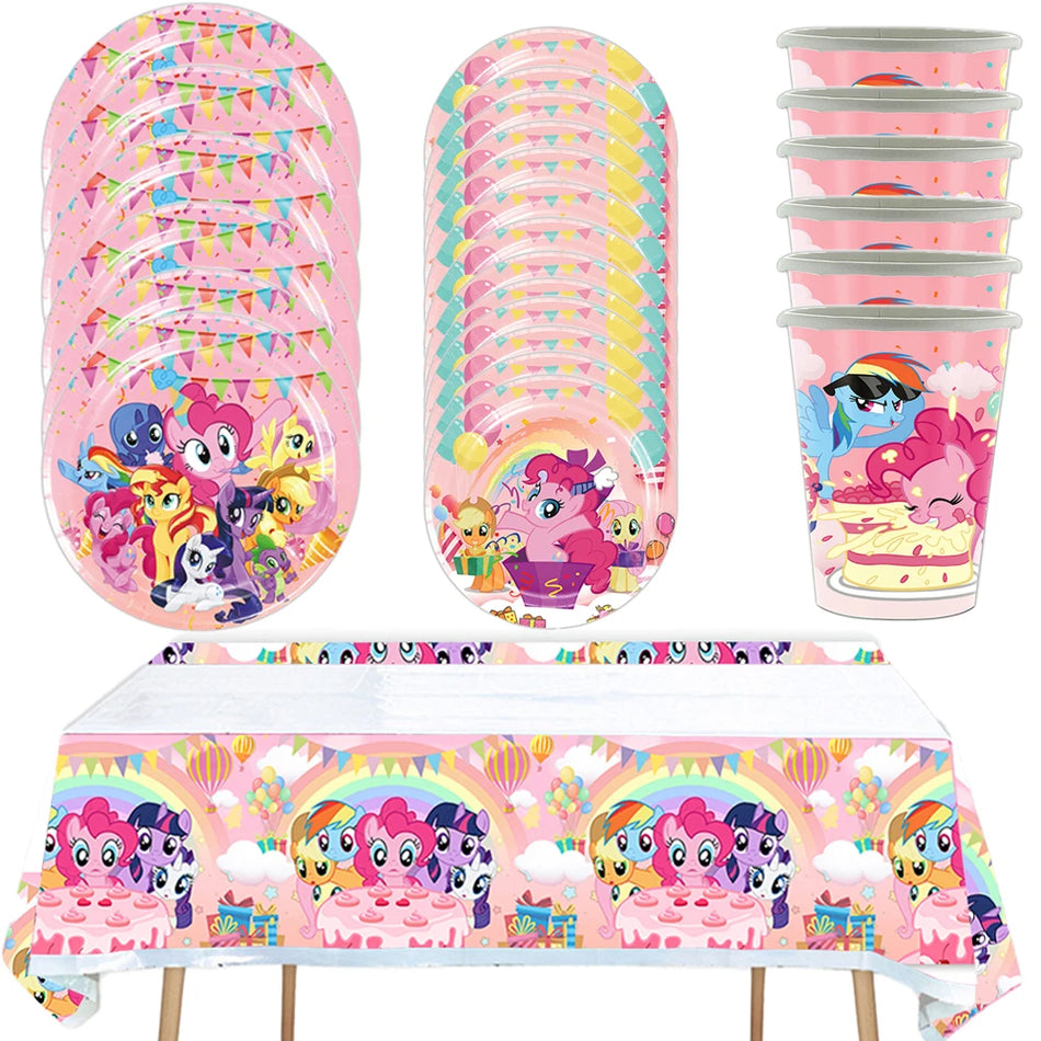 🔵 Disney Little Pony Theme Birthday Party Tableware Set - 24pcs - Cyprus