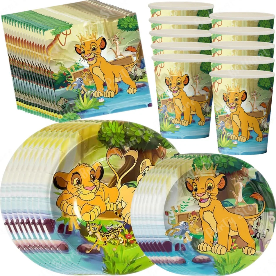 Lion King Simba Partisi Seti - Çocuklar İçin 50 PCS Tek Kullanımlık Sofra Takımı - Kıbrıs