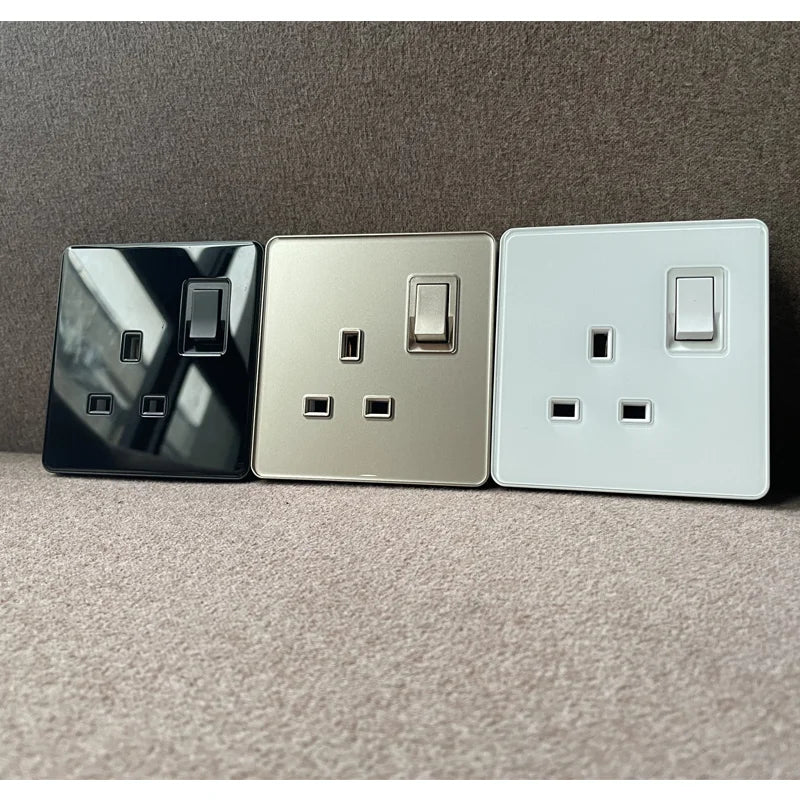 Lüks tüm temperli cam duvar lambası anahtarı düğmesi altın uk fiş usb ile evrensel duvar soketi, 220v2gang2way dimmer anahtarı