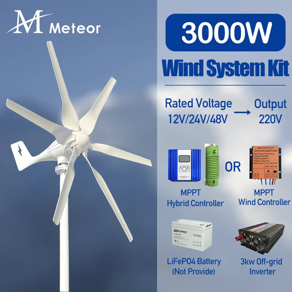 2000W/3000W Wind Turbine Generator Power Supply System Kit