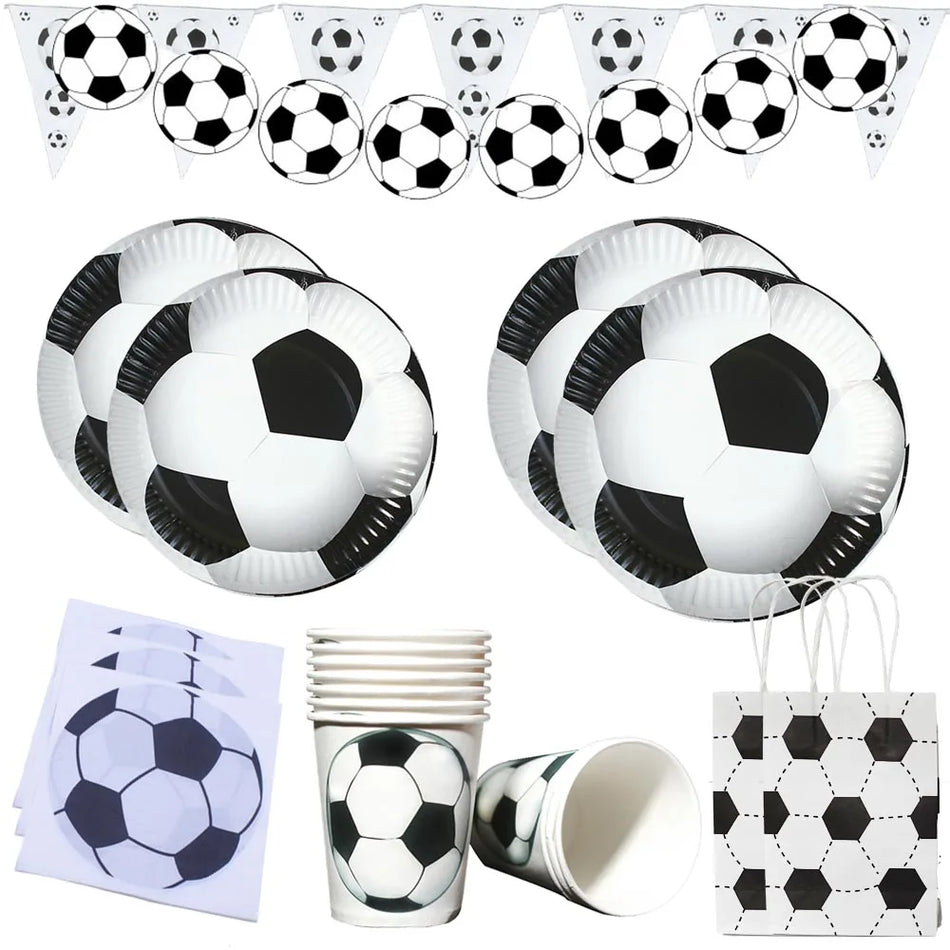 🔵 Football Party Tableware Set - Paper Cups, Plates, Napkins, Gift Bag, Tablecloth 🏈 - Cyprus