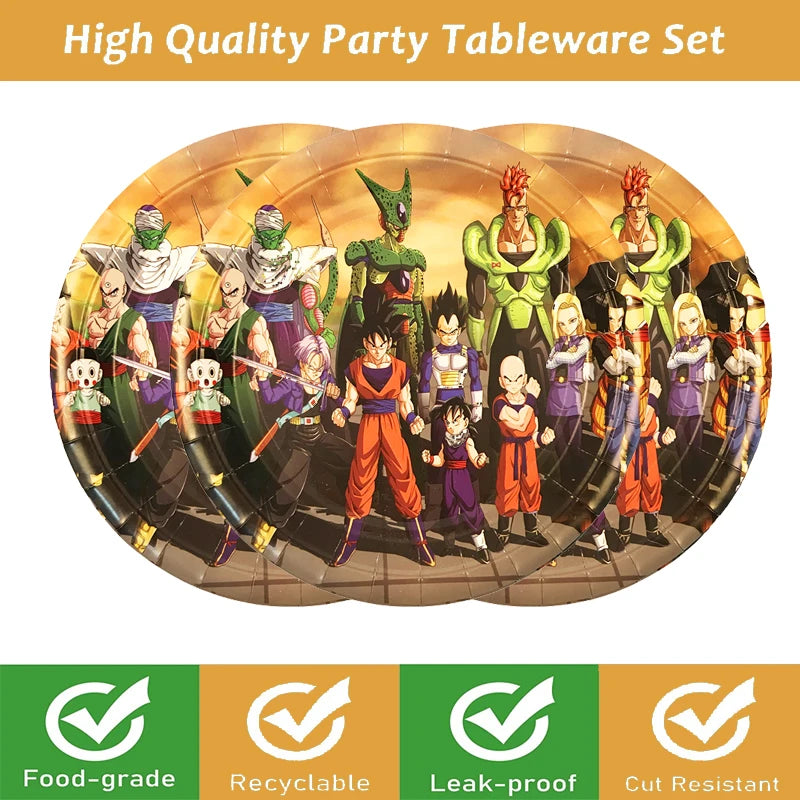 Dragon Ball Super Saiyajin Birthday Party Supplies - Tassen, Teller und mehr für 10-20 Gäste - Zypern