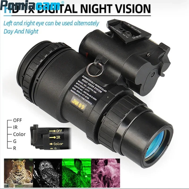 PVS-18 Hunting Monocular NVG Scope HD 1X Infrared Digital Camping Device Head-Mounted Hunting Camera Infrared Night Vision