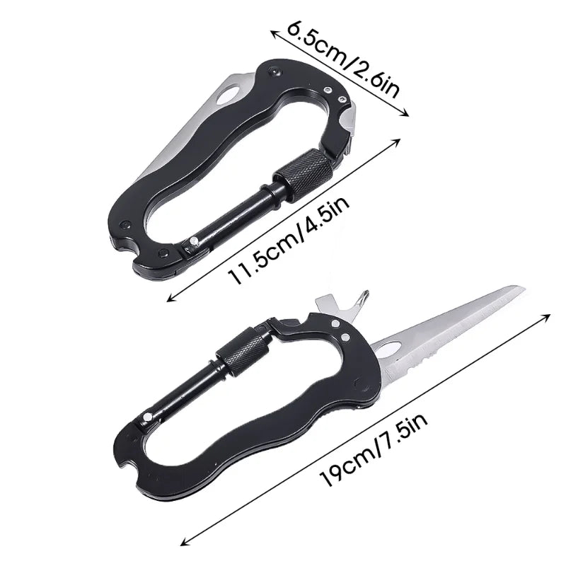 Dağ Tırmanışı EDC Paslanmaz Çelik Mini Bıçağı Carabiner Multitool 🏔️