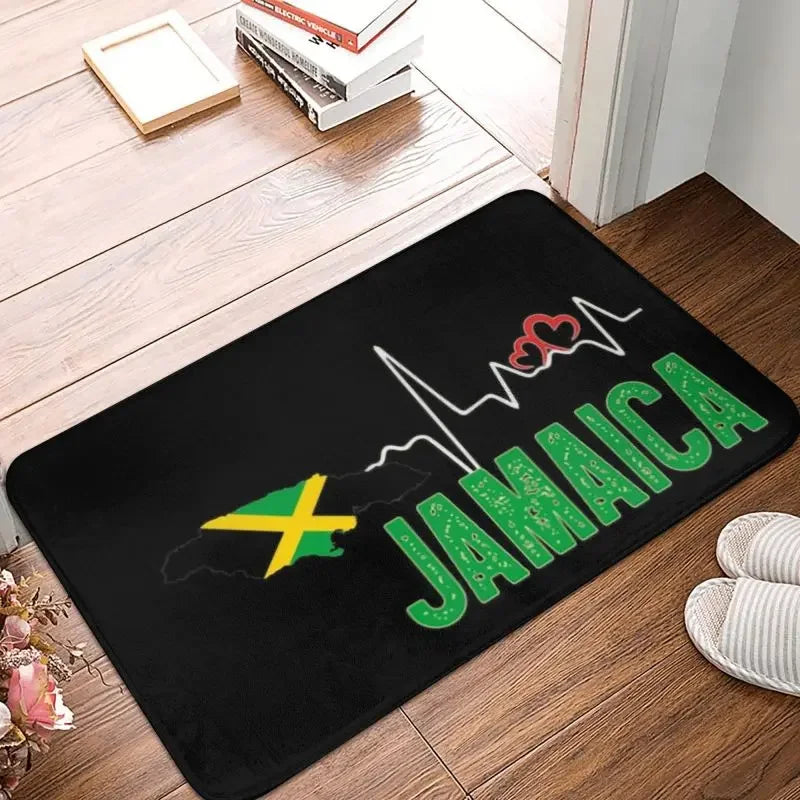 Jamaica Flag Map Heartbeat Anti-Slip Doormat - Cyprus