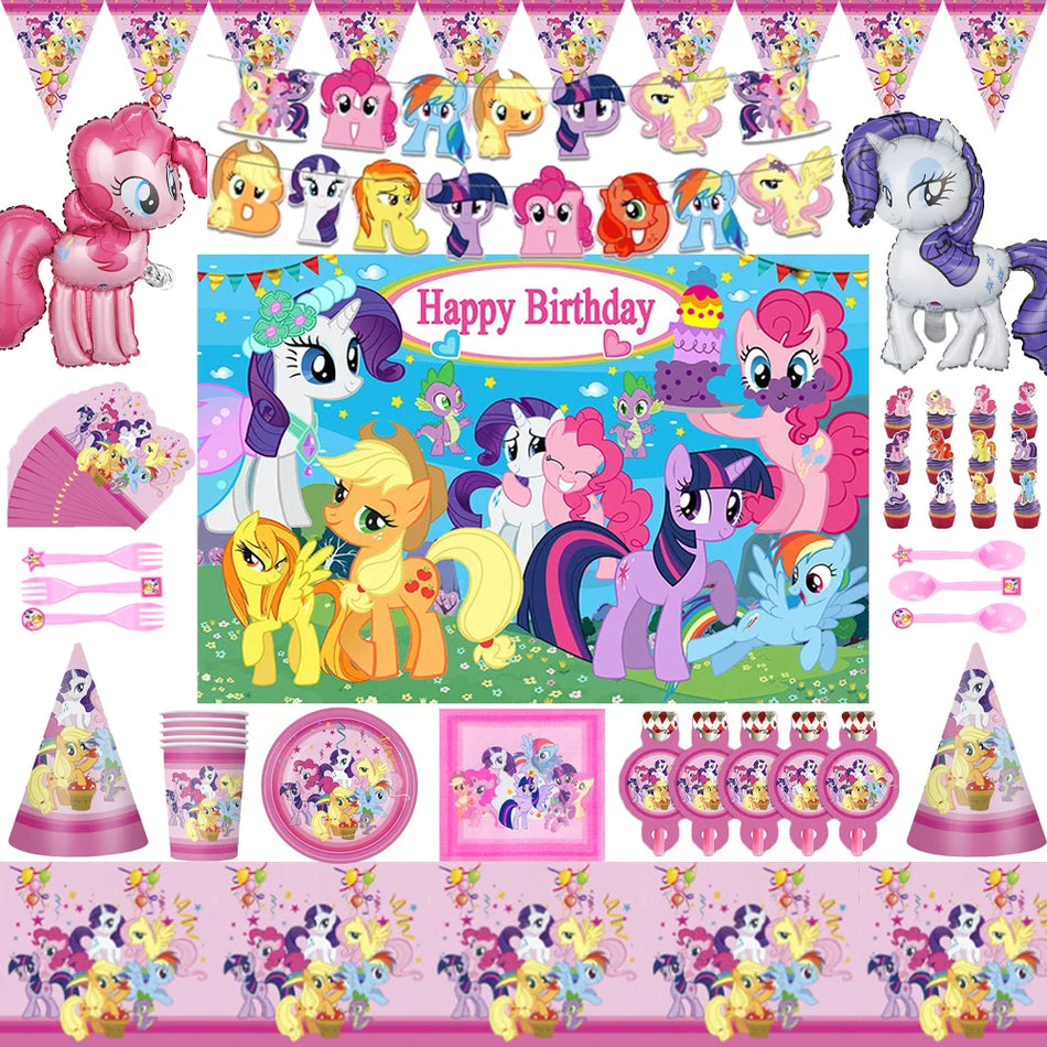 🔵 KAYOU My Little Pony Theme Birthday Party Balloon Disposable Tableware 🎈🦄 - Cyprus