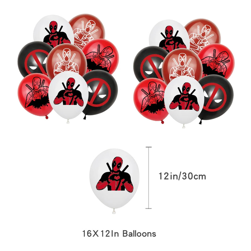 Balloons de latex Deadpool Super Hero - Pack 12/16 pour décorations de fête