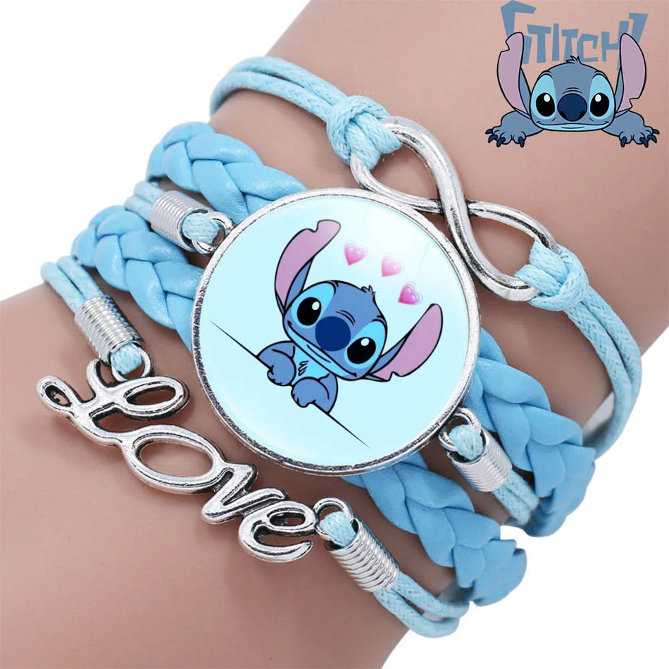 Disney Stitch Плетеный кожаный браслет для детей