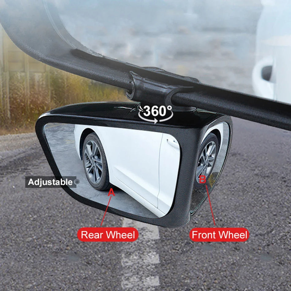 2Pcs Car Rearview Mirrors 360° Blind Spot Mirror Adjustable Rotatable Convex Wide-angle Clear Rearview Safety Mirror Accessories