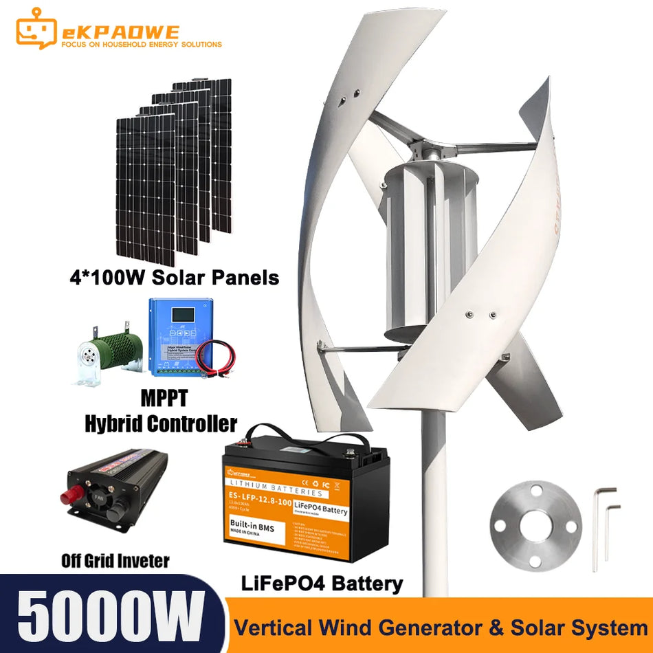 5KW Vertical Axis Maglev Wind Turbine with Charge Controller for Home Energy