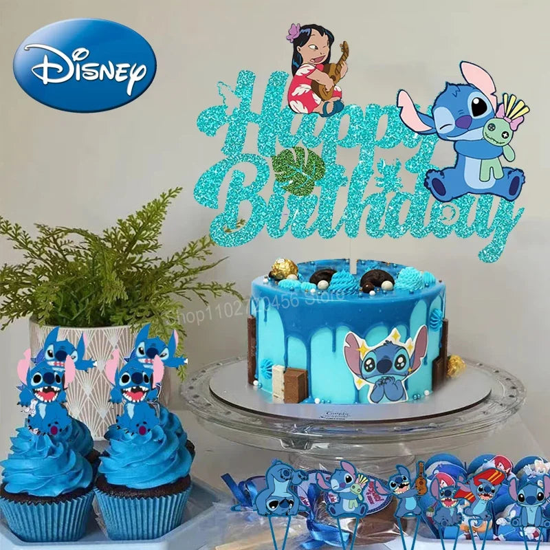 🔵 Disney Lilo & Stitch Cake Decorations - Girl's Clove & Boy's Happy Birthday - Cyprus