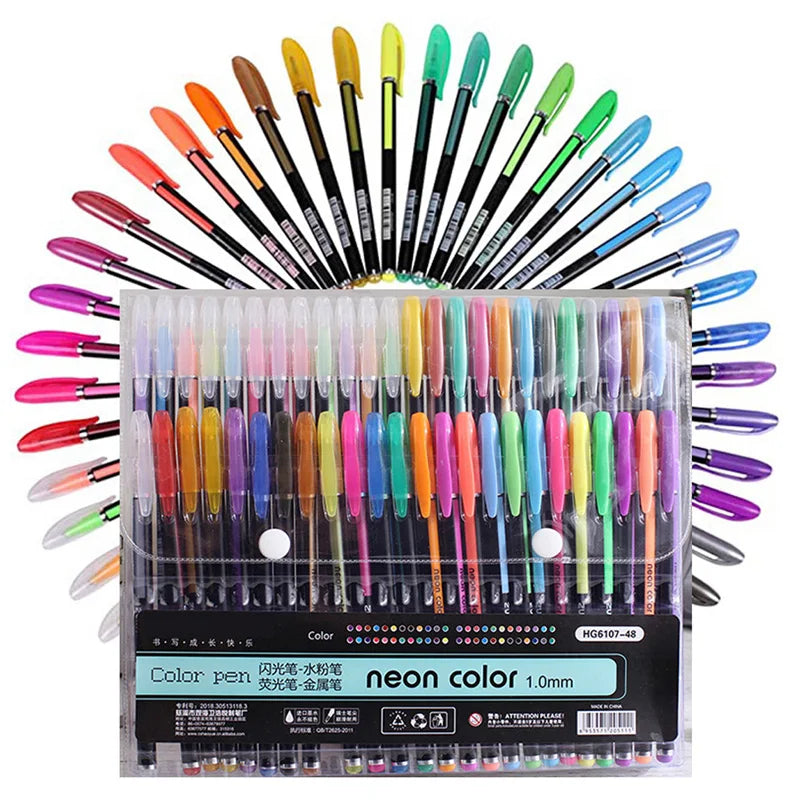 48 Metallic Glitter Gel Pens Set - Ideal for Colouring & Drawing - Cyprus