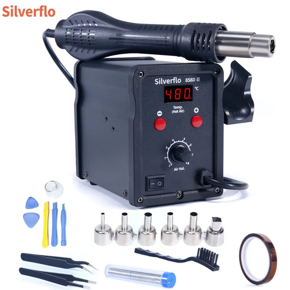 Silverflo 858D-II 700W Hot Air Rework Station with Digital Calibration and LED Display