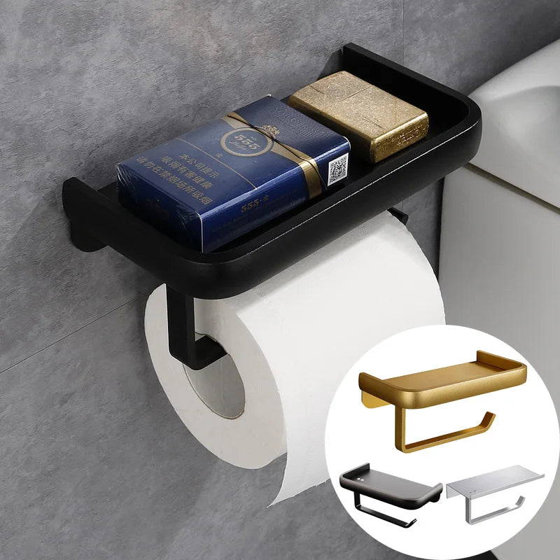 Punch Free Metal Toilet Paper Towel Holder with Storage - Cyprus