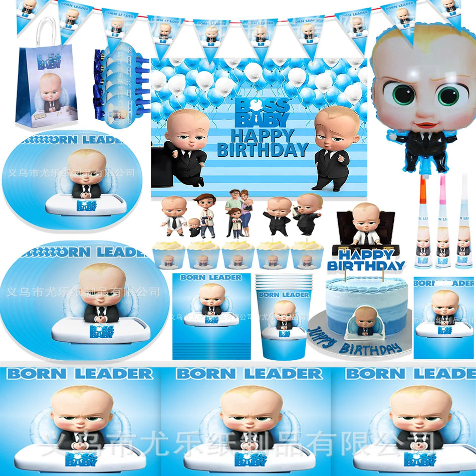 The Boss Boys Kids Theme Party Supplies - Blue Balloons & Tailware - Кипр