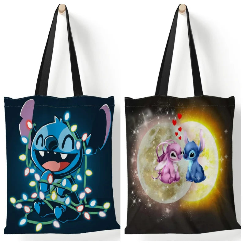 Anime -Figurenstitch -Tasche für Frauen - Leinwandhandtasche mit großer Kapazität mit Stichdesign - Lilo & Stitch Girls Geschenke 35x40 cm - Zypern