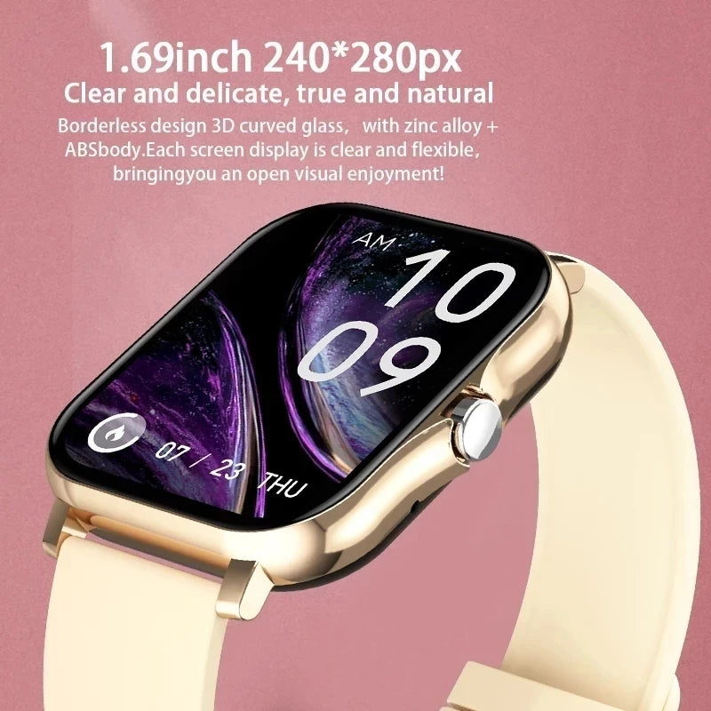 2024 Smart Watch for Men Γυναίκες Δώρο 1.69 'Πλήρης οθόνη αφής Αθλητικά ρολόγια Fitness Bluetooth κλήσεις ψηφιακού βραχίονα smartwatch