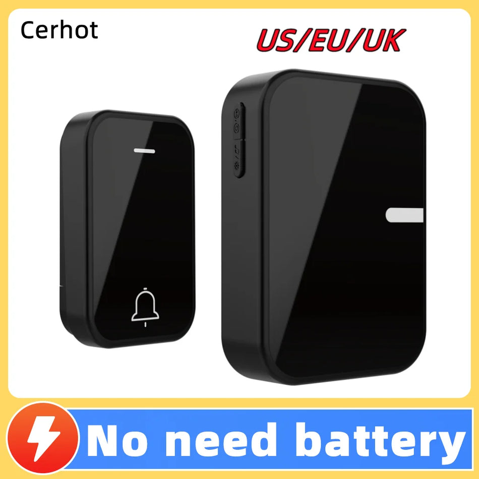 🔵 Cerhot Self Powered Outdoor Wireless Doorbell Waterproof Door Ring Chime 150M  Distance 38 Songs Home Welcome Door Bell Sets