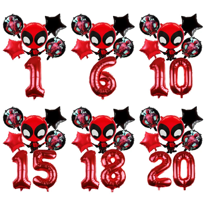 Ensemble de ballons de feuille de Deadpool 3 - Jolie fête d'anime et décor de révélation de genre