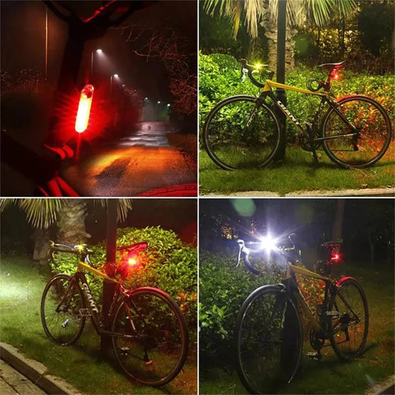 USB Rechargeable Mini Bicycle Taillight: Red & White Front Rear Light