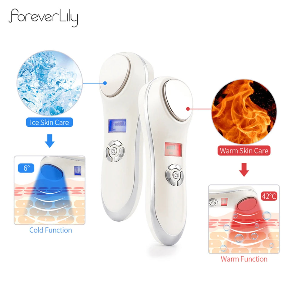 Foreverlily Facial Hot & Cold Vibration Massager: Skin Rejuvenation & Tightening Device