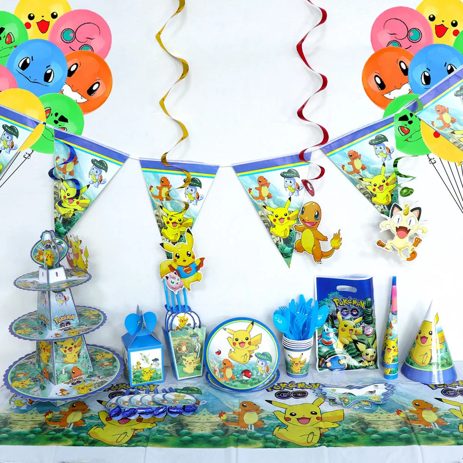 Pikachu Party Supplies Set - Balloons, Plates, Cups & Decorations - Cyprus