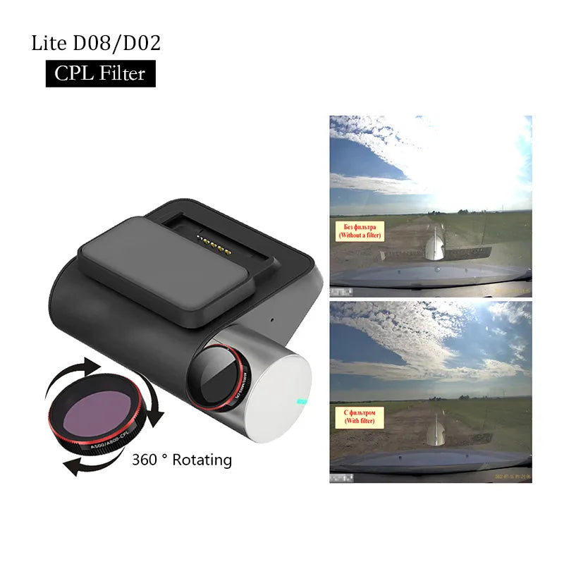 70mai Dash Cam Pro Plus+ A500S için CPL 70MAI A500S Pro Lite D02 / D08 / 70MAI Lite2 CPL Filtresi için Yansıtıcı