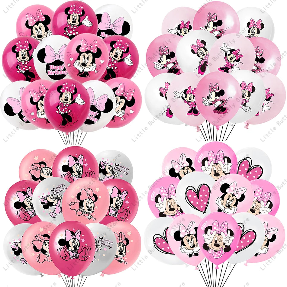 🔵 Disney 10/20/30pcs 12 inç Pembe Minnie Mouse Lateks Balon Parti Malzemeleri - Kıbrıs