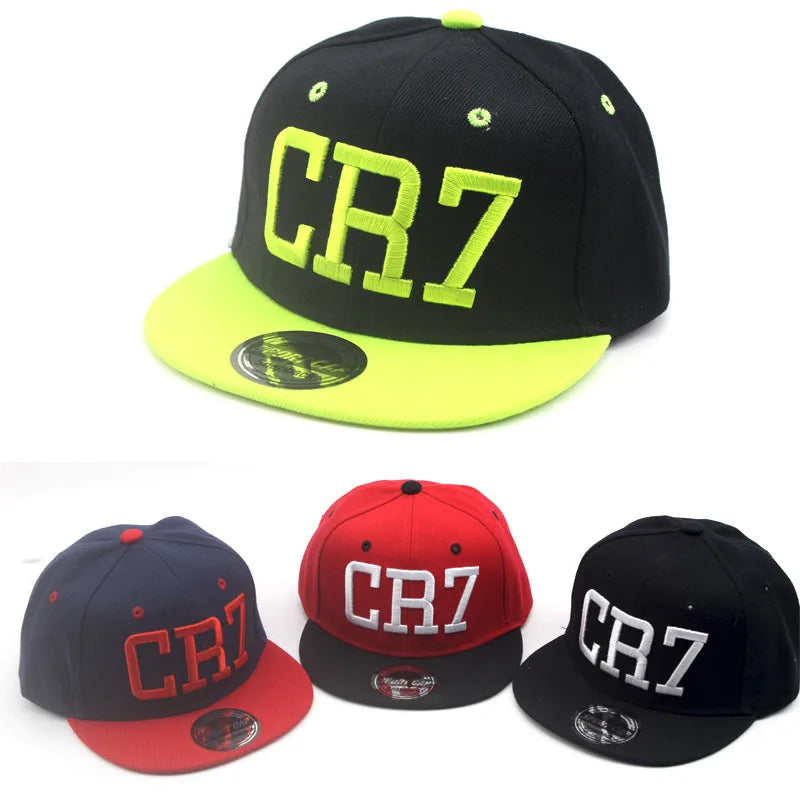 Yeni 2022 Çocuk Cr7 Cap Yaz Beyzbol Kapağı Hat Erkekler Kids Snapback Ronaldo Hip Hop Kapakları