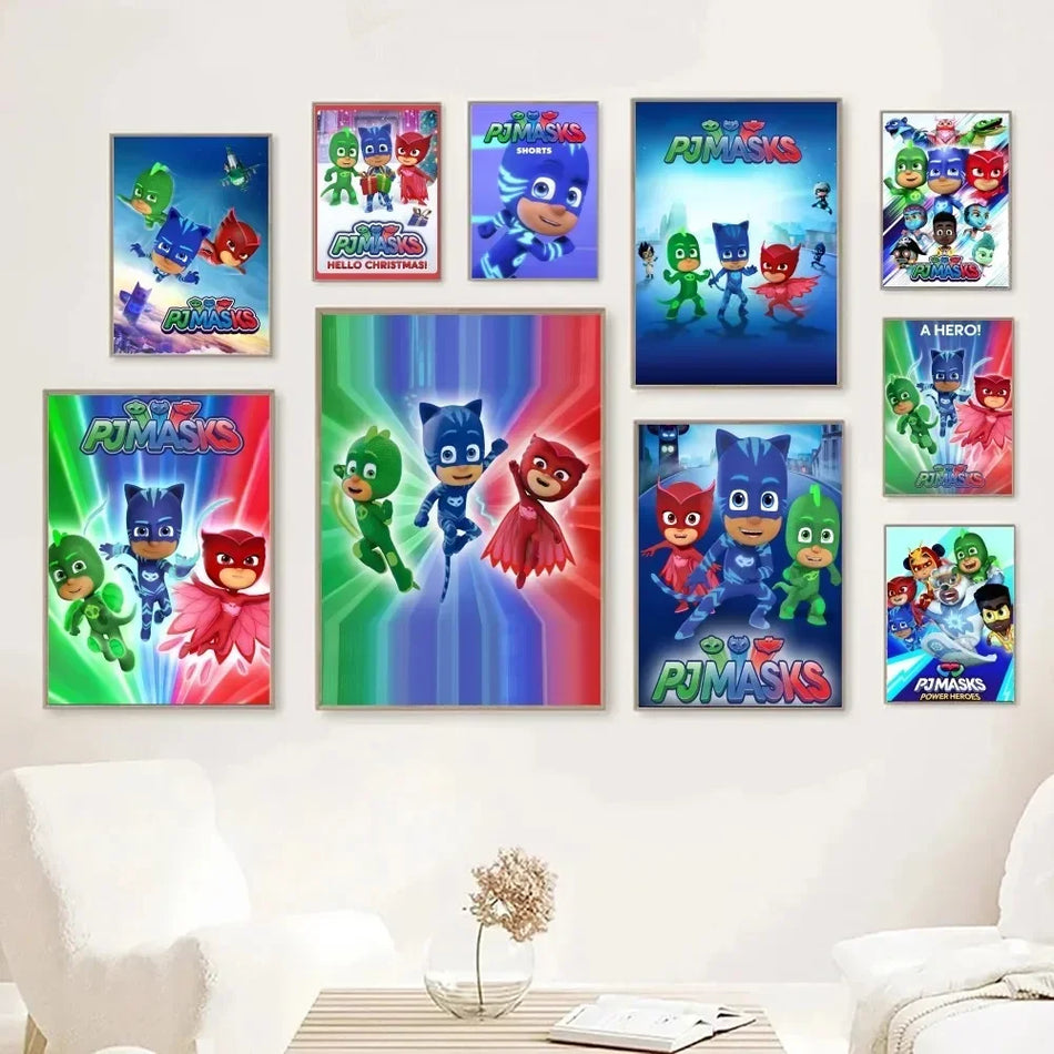 Cartoon Animation PJ MASKS Season Poster Stickers Home Decor - Modern Style Aesthetic Art Mural - Digital Painting - Living Room Bar - Cyprus