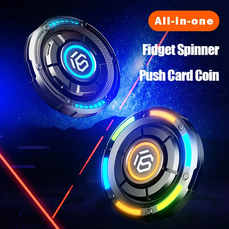 Yijoo 3in1 EDC Metal Pushing Card Hand Spinner Papa Coin Erwachsene kreative Zappelspielzeug für Männer 2024 Neue Stressablastung Geschenke