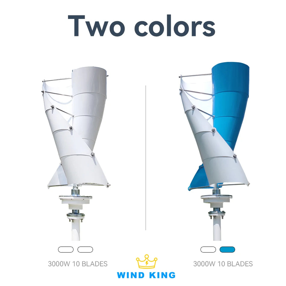 WindKing 3000W Wind Turbine Generator with Hybrid Solar Charger System