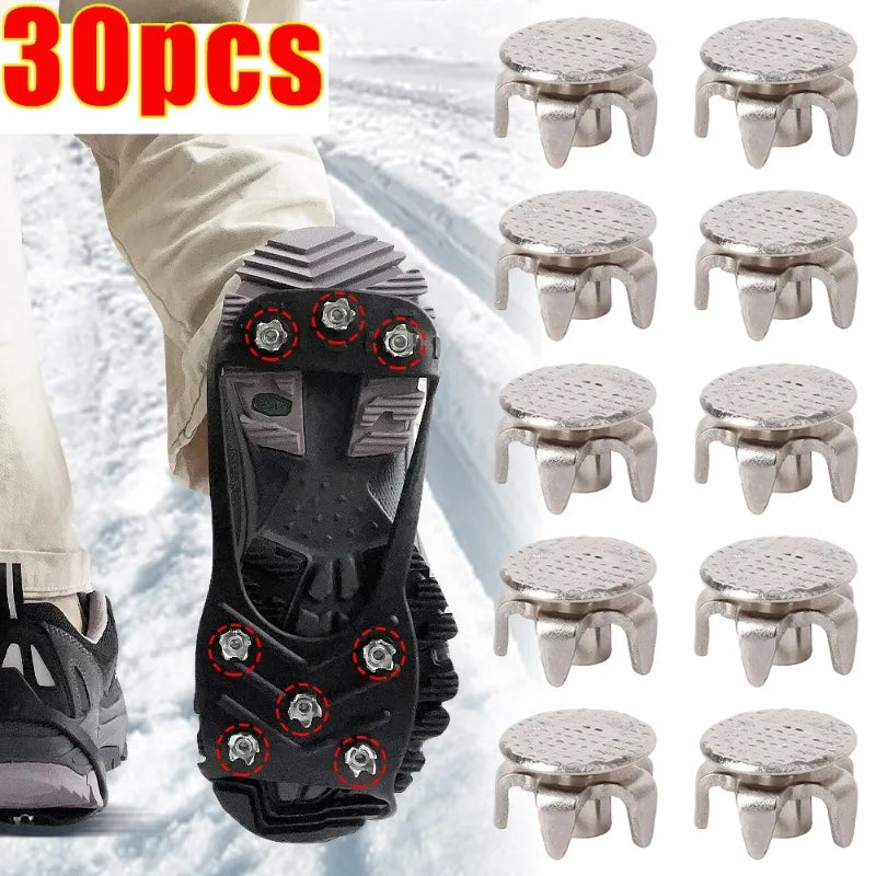 "Carbon Steel Snow Shoe Studs - Anti-Skid Ice Grippers (10Pcs/20Pcs/30Pcs)"