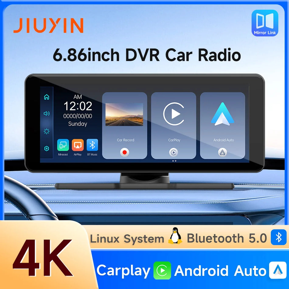 Reproductor multimedia de 6.86 pulgadas con CarPlay inalámbrico y Android Auto de JIUYIN 