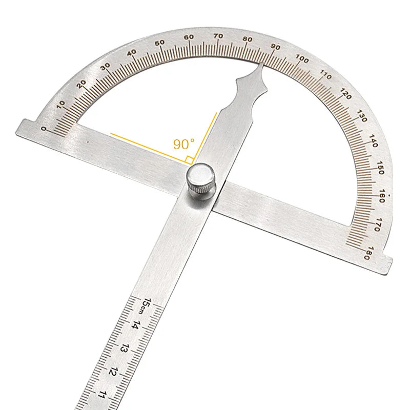 1PC Protractor Angle Ruler  Stainless Steel Goniometer Dividing Gauge Angle Ruler 180 Degree Semi Circular Carpenter 10/14/15cm