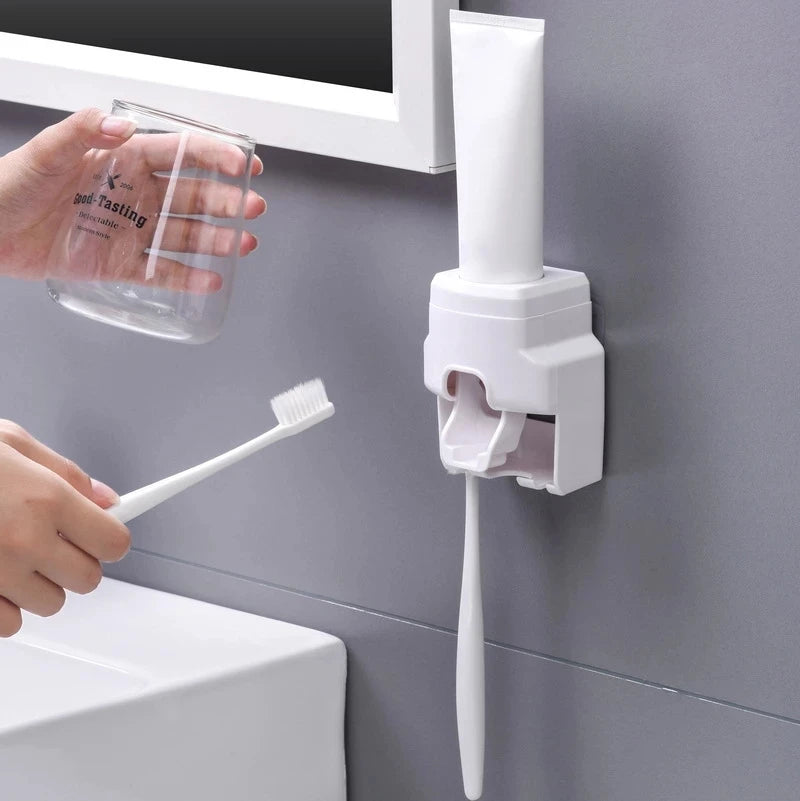 Wikhostar Yaratıcı Tembel Otomatik Diş Macunu Dispenser Diş Macunu Squeezer Diş Fırçası Tutucu Banyo Aksesuarları Depolama Rafı