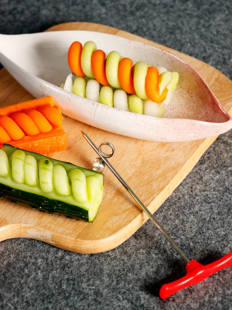 2pcs Carving Knife Kitchen Plate Vegetable Cutter Spiral Slicer Fruit Accessories Tools Gadgets Useful Small Things for Home