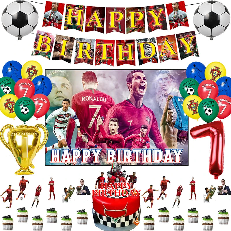 🔵 Cristiano Futbol Doğum Günü Partisi Dekorasyon Seti - Kıbrıs