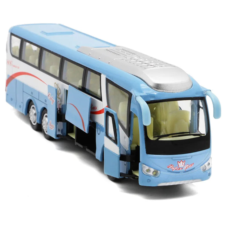 🔵 Passenger Bus Model Simulation Alloy Pull Back Car Model Birthday Present Children's Toys Diecast Car Educational Toys For Boys