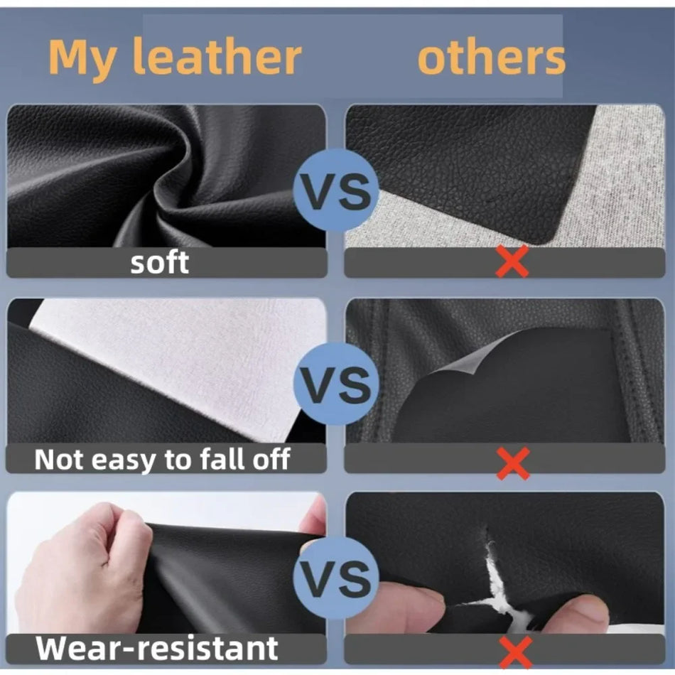 Wear-Resistant Black Leather Repair Patch for Furniture and Accessories - Cyprus