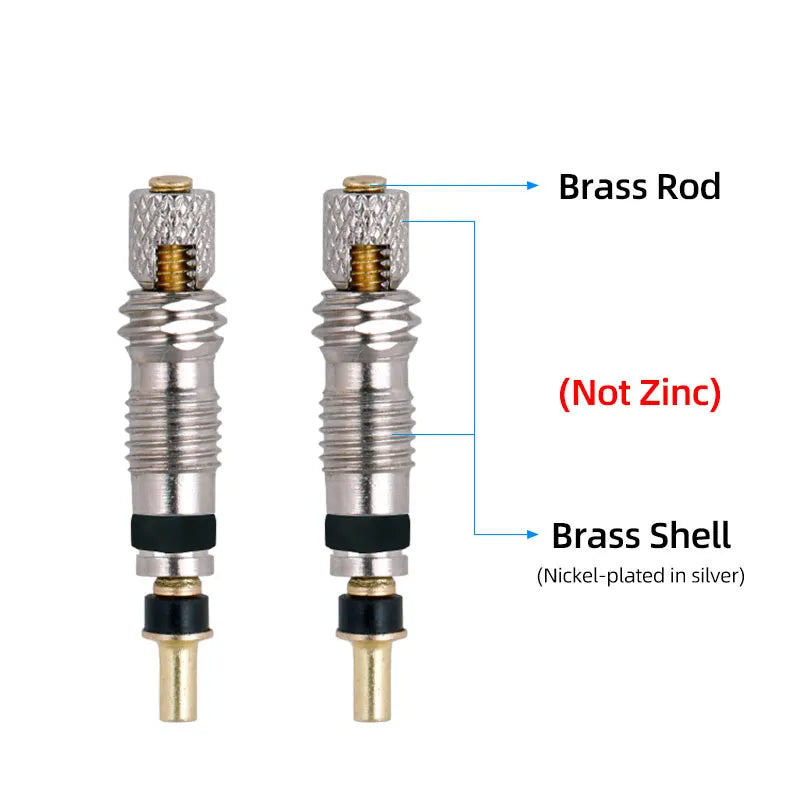 Bicycle Presta Valve Core Brass Material CNC-machined Nickel-plated For MTB Road Tubeless Rim Nozzle Optional Metal Tool O-ring