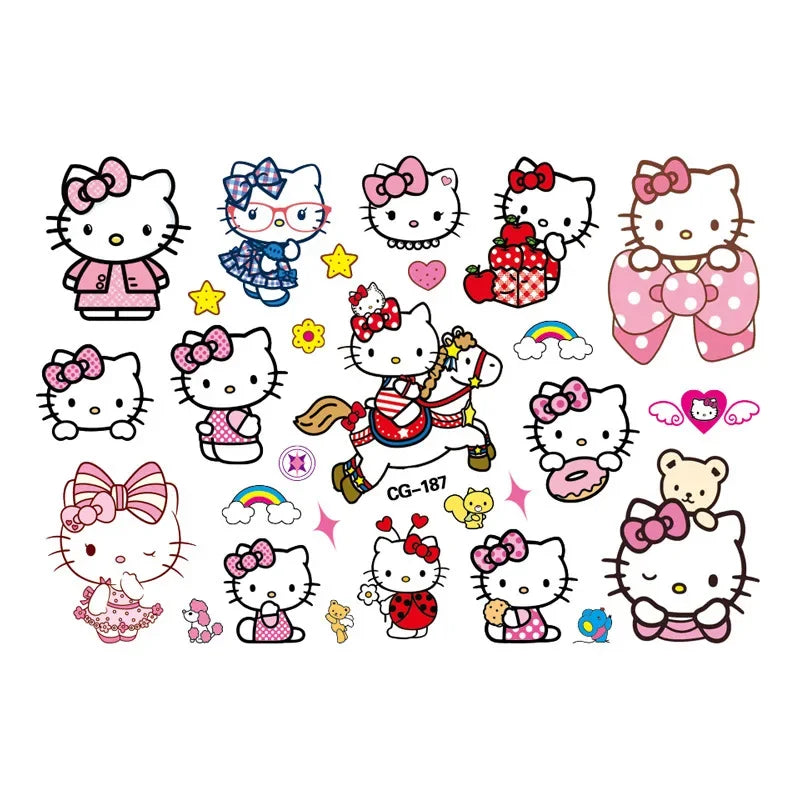 Kawaii Sanrio Tattoo Stickers for Kids' Birthday Party & Cosplay