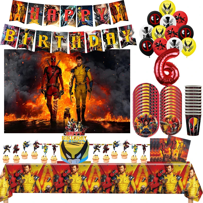 Deadpool et Wolverine Birthday Party Decoration Set