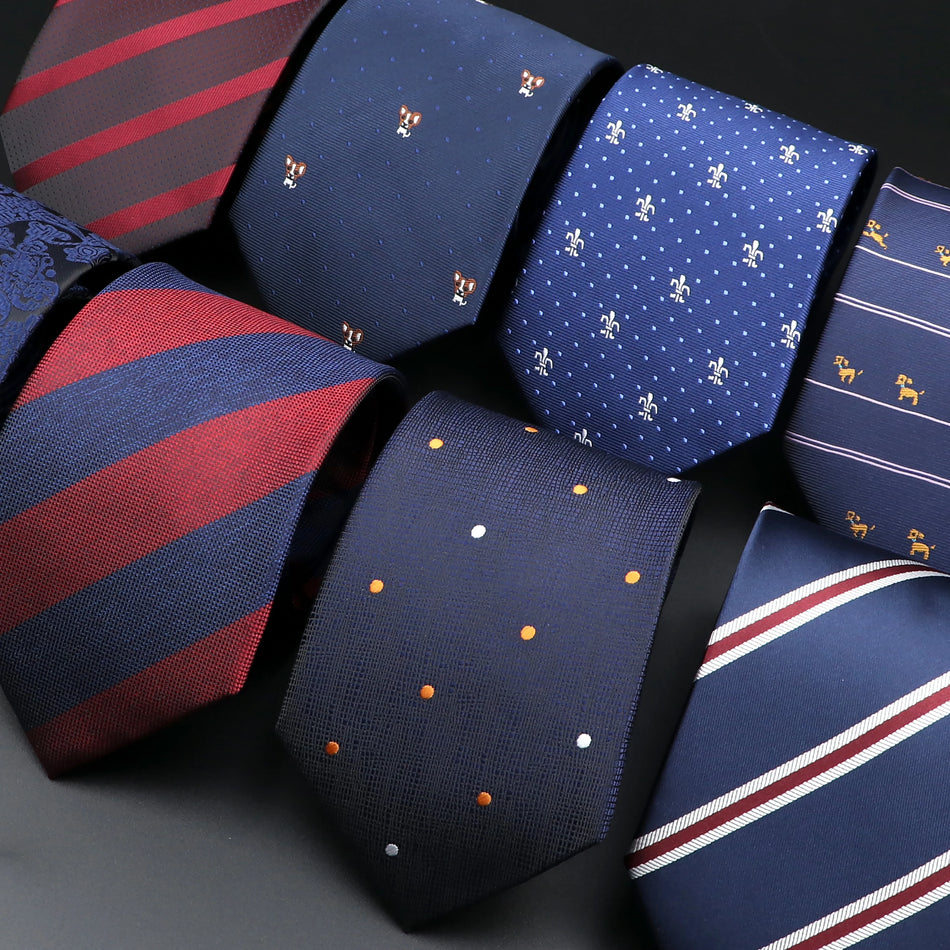 Novelty Cartoon Dog Tie for Men - Striped Fashion Accessory for Business and Weddings - Cyprus